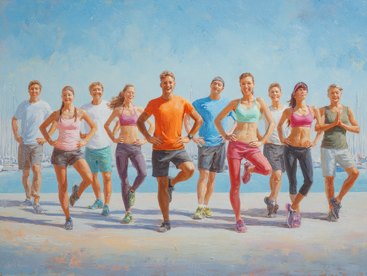 Persoane diverse făcând exerciții de fitness